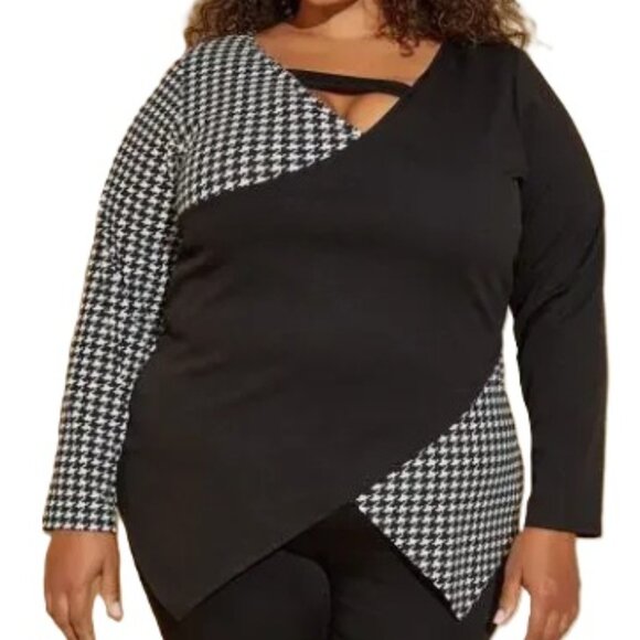 Ashley Stewart Tops - Ashley Stewart Criss-cross Houndstooth Shirt - Houndstooth